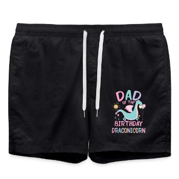 Dad Of the Birthday Girl Dracon Family Party - Badeshorts - Schwarz - Vorne - AI Model Male 185 light (185cm)