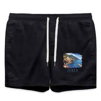 Ich Muss Gar Nix Ich Muss Nur Nach Italien - Badeshorts - Schwarz - Vorne - AI Model Male 185 light (185cm)