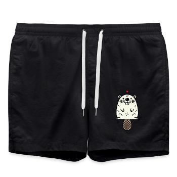 Liebe Herz und lustiger Biber - Badeshorts - Schwarz - Vorne - AI Model Male 185 light (185cm)