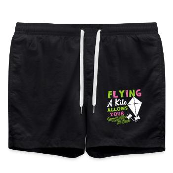 Kite Flying A Kite Allows Your Imagination To Soar - Swim Trunks - black - Front - AI Model Male 185 light (185cm)