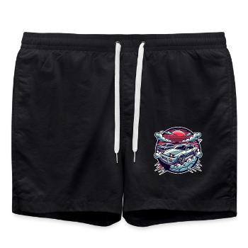 JDM Japan Sportwagen im Sonnenuntergang - Badeshorts - Schwarz - Vorne - AI Model Male 185 light (185cm)