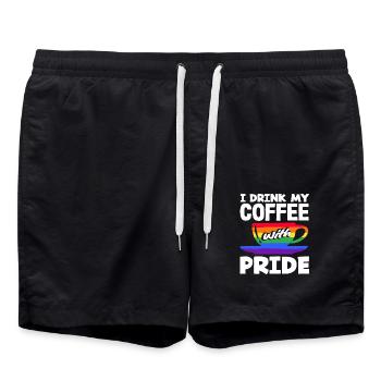 Les amateurs de café fiers de fierté - Short de bain - noir - Devant - AI Model Male 185 light (185cm)