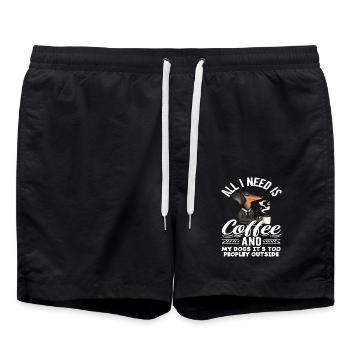 Kaffeeliebhaber: Alles Was Ich Brauche Ist Kaffee - Badeshorts - Schwarz - Vorne - AI Model Male 185 light (185cm)