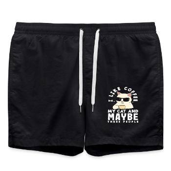 Chat amateur de café et peut-être trois - Short de bain - noir - Devant - AI Model Male 185 light (185cm)