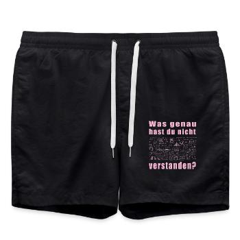 Was Genau Hast Du Nicht Verstanden - Badeshorts - Schwarz - Vorne - AI Model Male 185 light (185cm)