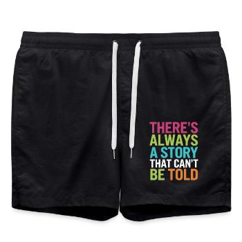 THERE S ALWAYS A STORY THAT CAN'T BE TOLD - Swim Trunks - black - Front - AI Model Male 185 light (185cm)