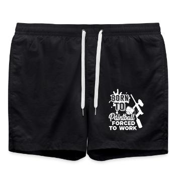 Paintball Born To Play Paintball Forced To Work - Swim Trunks - black - Front - AI Model Male 185 light (185cm)