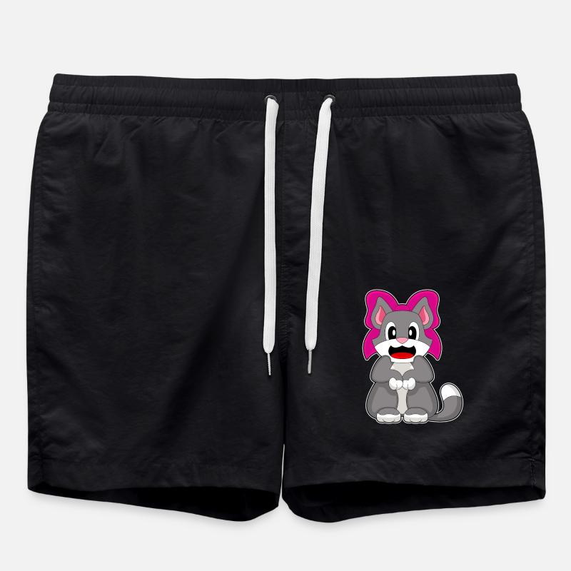 Cat Bow - Swim Trunks - black