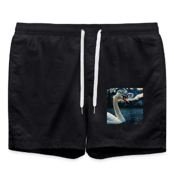 Schwan - Badeshorts - Schwarz - Vorne - AI Model Male 185 light (185cm)