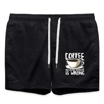 Coffee lovers because murder is wrong - Swim Trunks - black - Front - AI Model Male 185 light (185cm)
