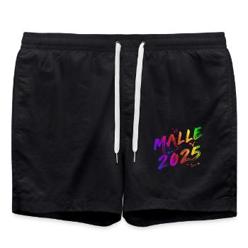 Malle 2025 Mallorca Feier Party Outfit Urlaub - Badeshorts - Schwarz - Vorne - AI Model Male 185 light (185cm)