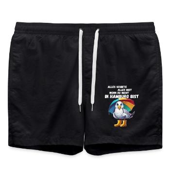 Hamburg Hamburg Seagull North Sea Northern Lights Funny - Swim Trunks - black - Front - AI Model Male 185 light (185cm)