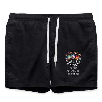 Rente, Für dieses Shirt musste ich lange arbeiten - Badeshorts - Schwarz - Vorne - AI Model Male 185 light (185cm)