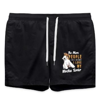 Love My Wire Fox Terrier - Swim Trunks - black - Front - AI Model Male 185 light (185cm)
