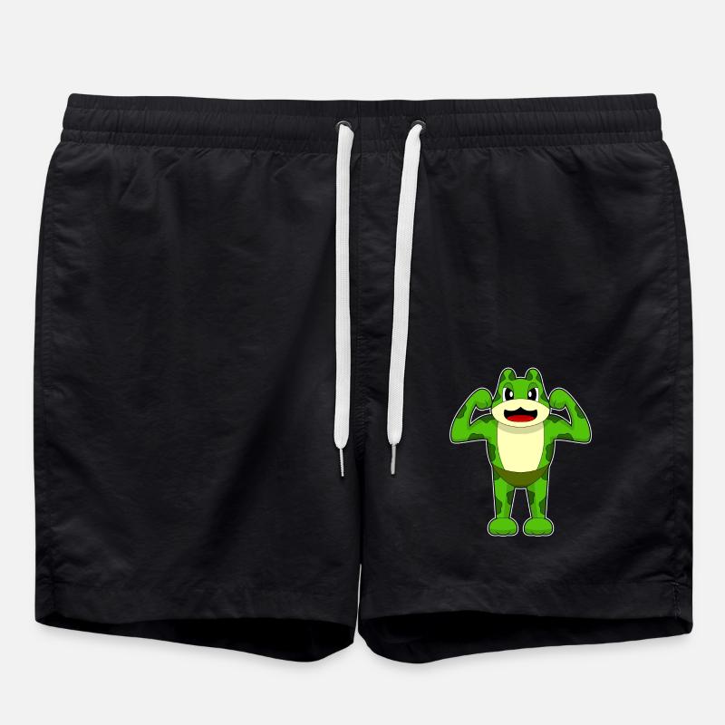 Frog Bodybuilder Bodybuilding - Swim Trunks - black