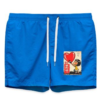 Petite fille peignant coeur sur le mur - Short de bain - cobalt blue - Devant