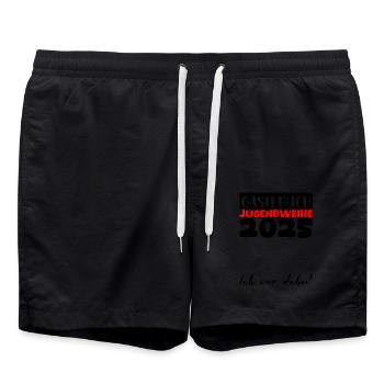 Jugendweihe 2025 Gästebuch Geschenk Mädchen Jungen - Badeshorts - Schwarz - Vorne - AI Model Male 185 light (185cm)