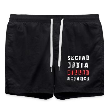 Social Media Killed Romance Soziales Statement - Swim Trunks - black - Front - AI Model Male 185 light (185cm)