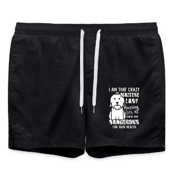 Maltese Shirt Dog Lover - Swim Trunks - black - Front - AI Model Male 185 light (185cm)