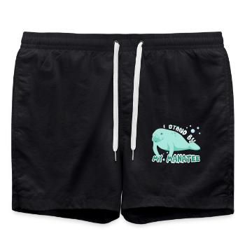Manatee Stand By My Manatee - Swim Trunks - black - Front - AI Model Male 185 light (185cm)