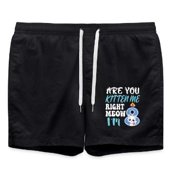 Are You Kitten MEOW - Badeshorts - Schwarz - Vorne - AI Model Male 185 light (185cm)