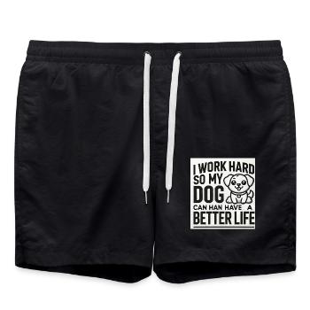 I Work Hard So My Dog Can Have a Better Life - Swim Trunks - black - Front - AI Model Male 185 light (185cm)
