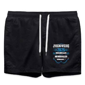 Jugendweihe 2025 Spruch Ich kann alles Mama - Badeshorts - Schwarz - Vorne - AI Model Male 185 light (185cm)