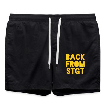 Back from Stuttgart T-Shirt - Swim Trunks - black - Front - AI Model Male 185 light (185cm)