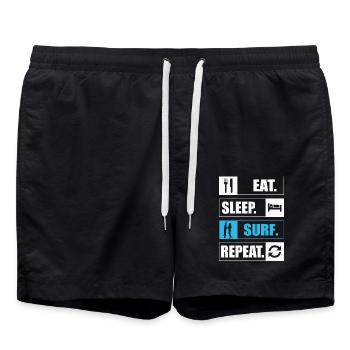 Manger Dormir Surfer Répéter Surfen - Short de bain - noir - Devant - AI Model Male 185 light (185cm)