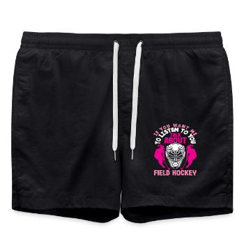 Feldhockey Spieler Sprechen Feldhockey - Badeshorts - Schwarz - Vorne - AI Model Male 185 light (185cm)