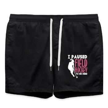 Slogan du joueur de hockey sur gazon I Paused - Short de bain - noir - Devant - AI Model Male 185 light (185cm)