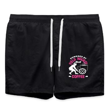 Field hockey players: Powered by coffee - Swim Trunks - black - Front - AI Model Male 185 light (185cm)
