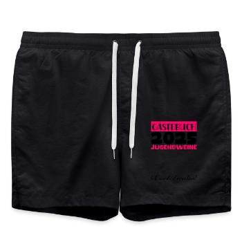 Jugendweihe 2025 Gästebuch Geschenk Mädchen Jungen - Badeshorts - Schwarz - Vorne - AI Model Male 185 light (185cm)