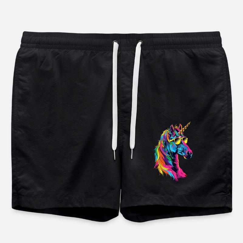 Einhorn - Badeshorts - Schwarz