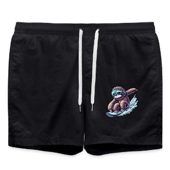 Süßes Faultier Snowboard Cartoon-Wintersport - Badeshorts - Schwarz - Vorne - AI Model Male 185 light (185cm)