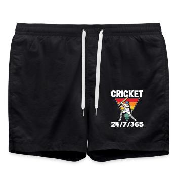 Joueur de cricket 24/7/365 Look rétro - Short de bain - noir - Devant - AI Model Male 185 light (185cm)