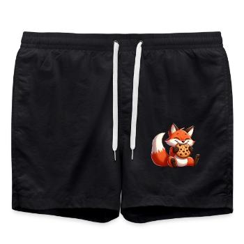 Bande dessinée renard avec des bonbons aux biscuits - Short de bain - noir - Devant - AI Model Male 185 light (185cm)