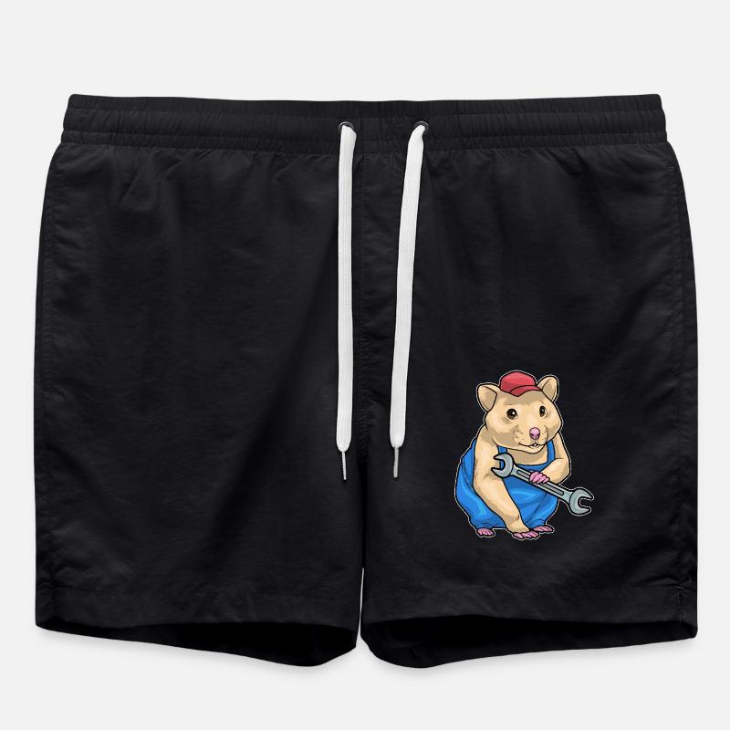 Hamster Mechanic Wrench - Swim Trunks - black