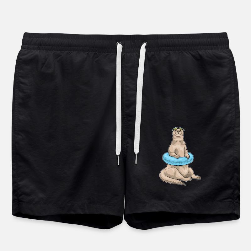 Otter Swimming Lifebuoy - Swim Trunks - black