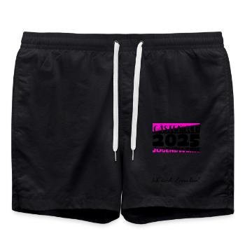 Jugendweihe 2025 Gästebuch Geschenk Mädchen Jungen - Badeshorts - Schwarz - Vorne - AI Model Male 185 light (185cm)