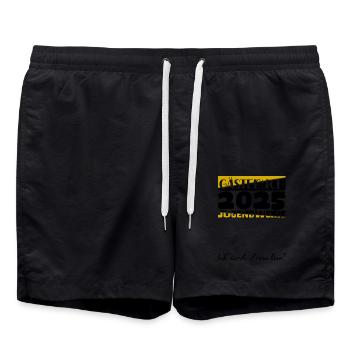 Jugendweihe 2025 Gästebuch Geschenk Mädchen Jungen - Badeshorts - Schwarz - Vorne - AI Model Male 185 light (185cm)