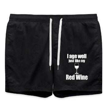 Citation gourmande d’amateur de vin - Short de bain - noir - Devant - AI Model Male 185 light (185cm)