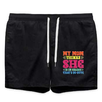 My Mom Thinks She Is In Charge That's So Cute 2 - Badeshorts - Schwarz - Vorne - AI Model Male 185 light (185cm)