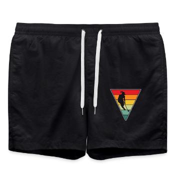 Joueur de hockey sur gazon style rétro - Short de bain - noir - Devant - AI Model Male 185 light (185cm)