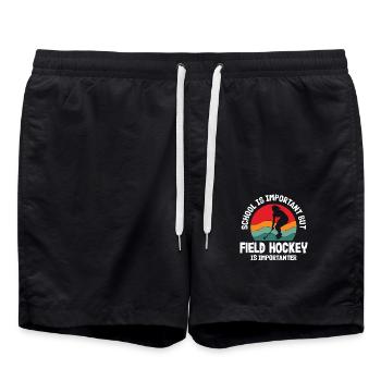 Feldhockey Spieler Schule Ist Wichtig - Badeshorts - Schwarz - Vorne - AI Model Male 185 light (185cm)