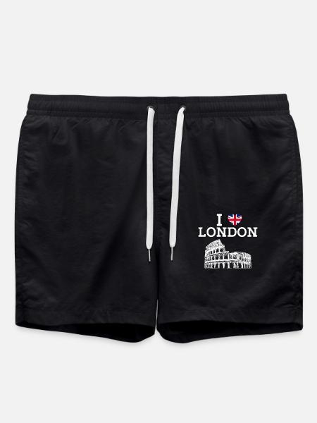 I Love London Colosseum England Heart Flag London - Swim Trunks - black