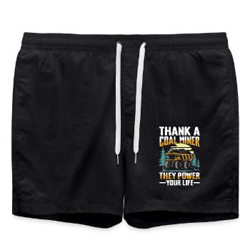 Thank A Coal Miner They Power Your Life - Badeshorts - Schwarz - Vorne - AI Model Male 185 light (185cm)