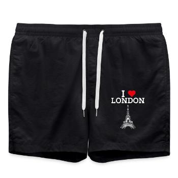 I Love London Eiffel Tower France Lover Paris Flag - Swim Trunks - black - Front - AI Model Male 185 light (185cm)