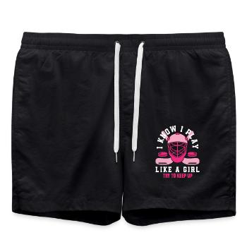 Je joue comme une joueuse de hockey sur gazon - Short de bain - noir - Devant - AI Model Male 185 light (185cm)