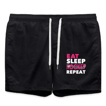 Joueur de hockey sur gazon Manger dormir Hockey Répéter - Short de bain - noir - Devant - AI Model Male 185 light (185cm)